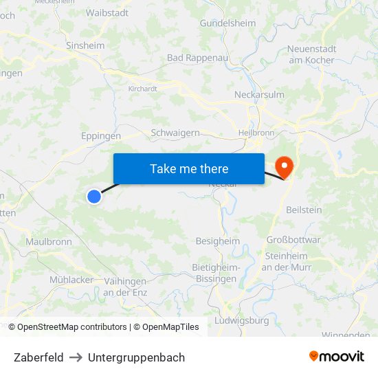 Zaberfeld to Untergruppenbach map