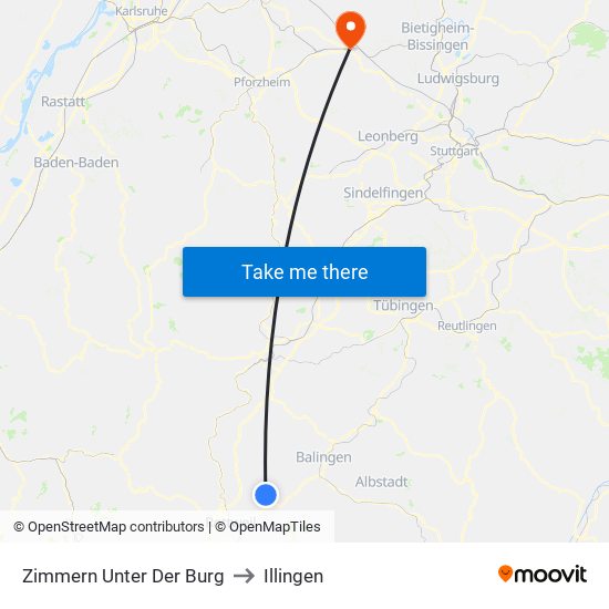 Zimmern Unter Der Burg to Illingen map