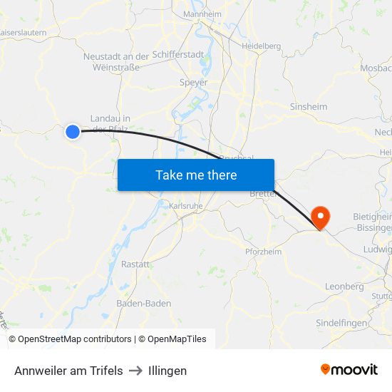 Annweiler am Trifels to Illingen map