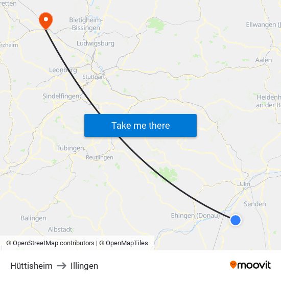 Hüttisheim to Illingen map