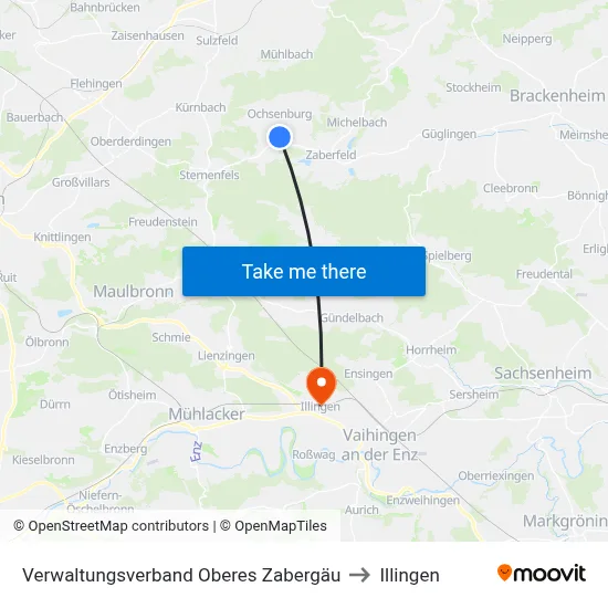 Verwaltungsverband Oberes Zabergäu to Illingen map