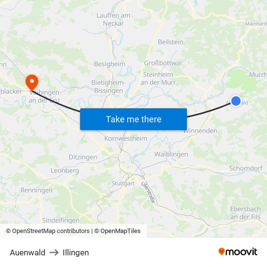 Auenwald to Illingen map