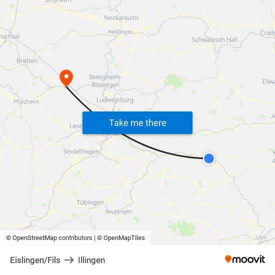 Eislingen/Fils to Illingen map