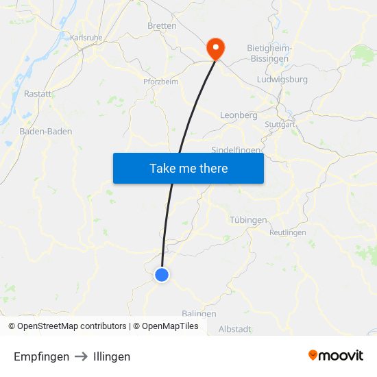 Empfingen to Illingen map