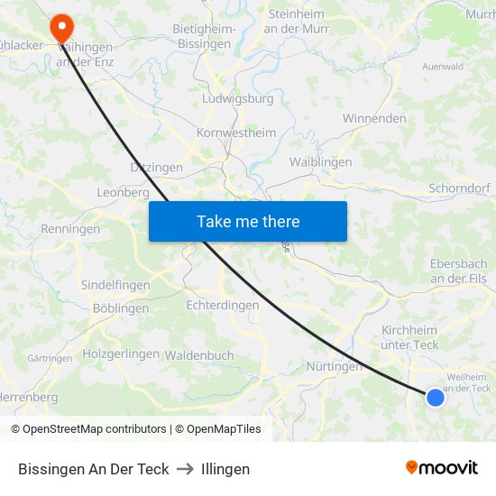 Bissingen An Der Teck to Illingen map