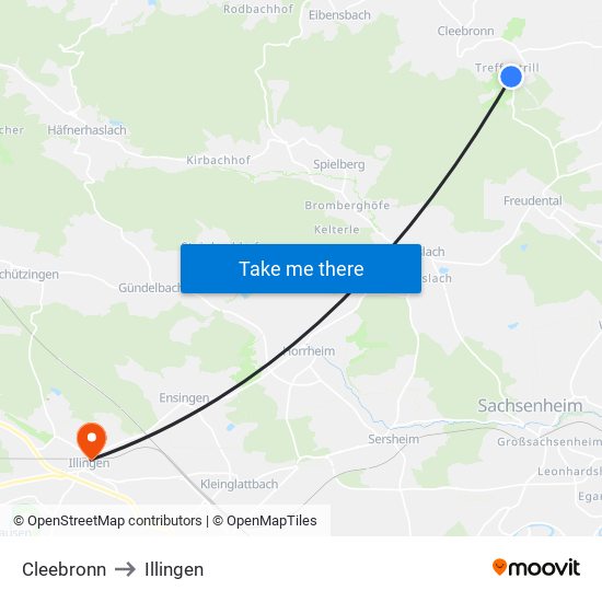 Cleebronn to Illingen map