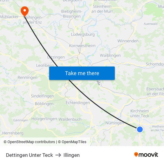 Dettingen Unter Teck to Illingen map