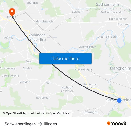 Schwieberdingen to Illingen map