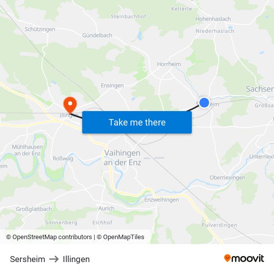 Sersheim to Illingen map