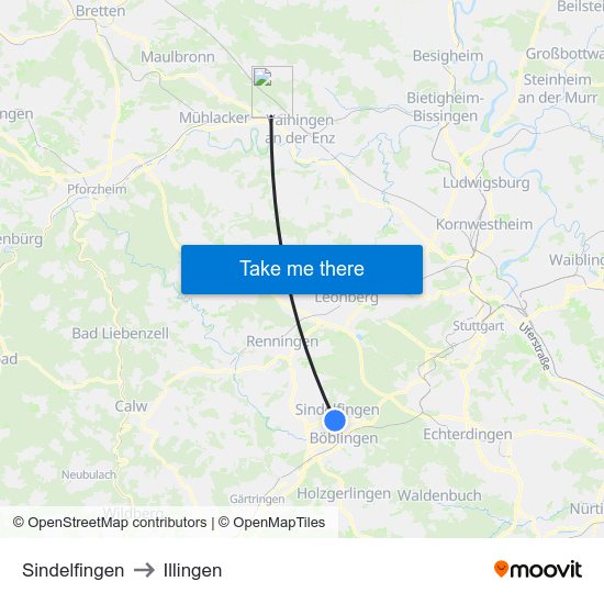 Sindelfingen to Illingen map