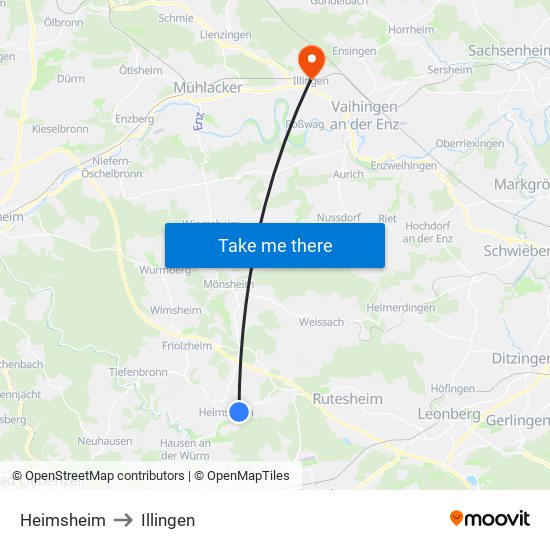 Heimsheim to Illingen map