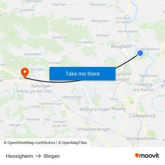 Hessigheim to Illingen map