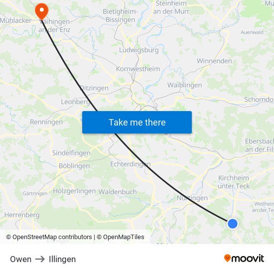 Owen to Illingen map