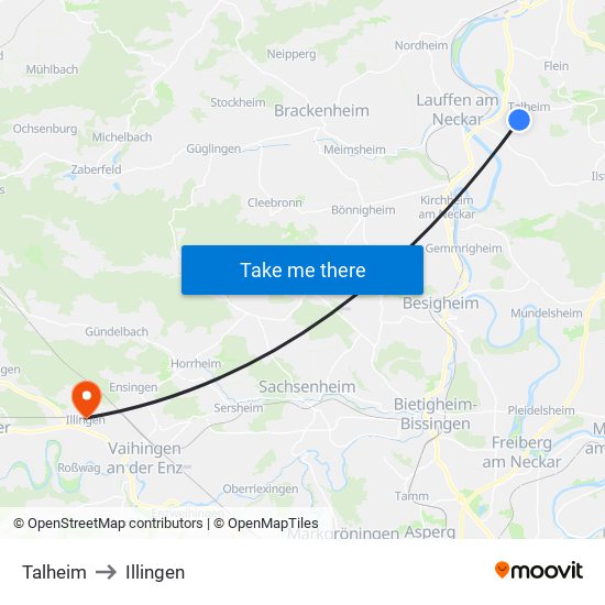 Talheim to Illingen map