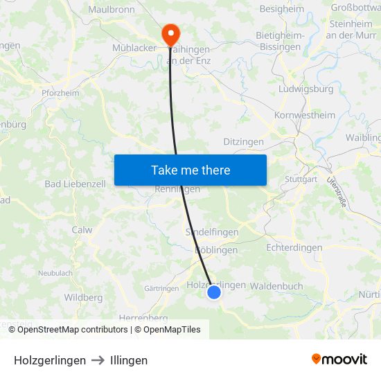 Holzgerlingen to Illingen map