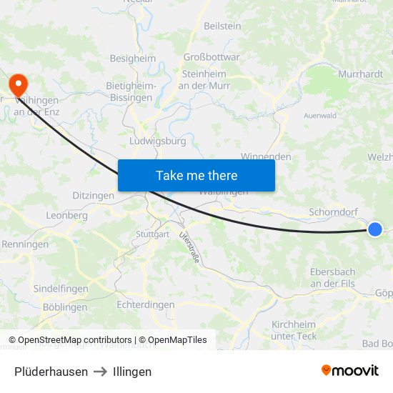 Plüderhausen to Illingen map