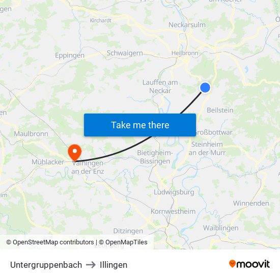Untergruppenbach to Illingen map