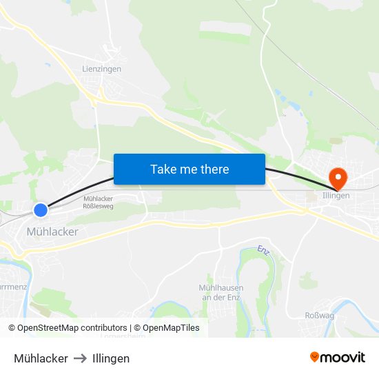 Mühlacker to Illingen map