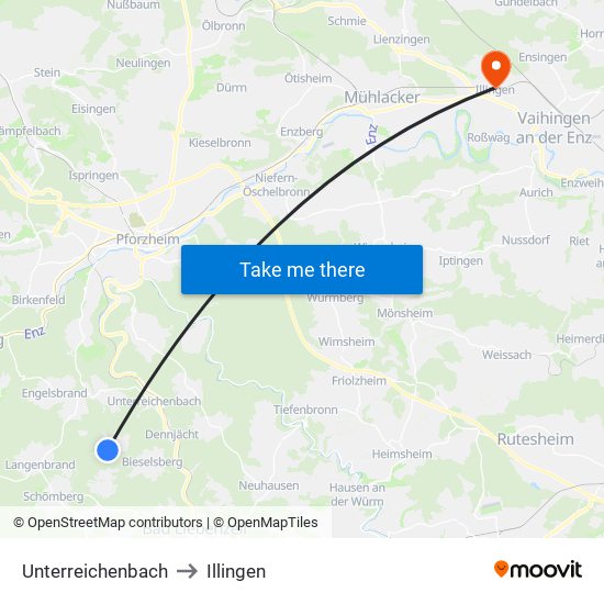 Unterreichenbach to Illingen map
