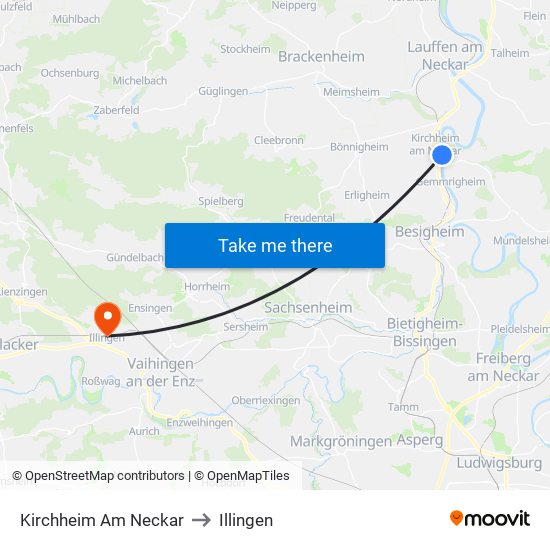 Kirchheim Am Neckar to Illingen map
