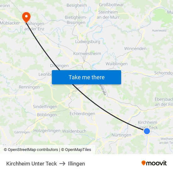 Kirchheim Unter Teck to Illingen map