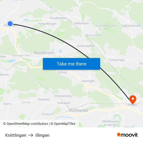 Knittlingen to Illingen map