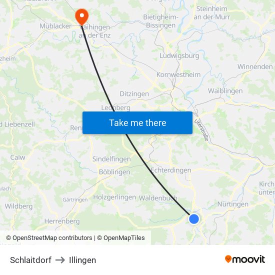 Schlaitdorf to Illingen map