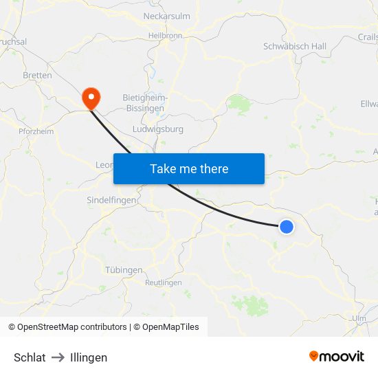 Schlat to Illingen map