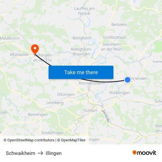 Schwaikheim to Illingen map