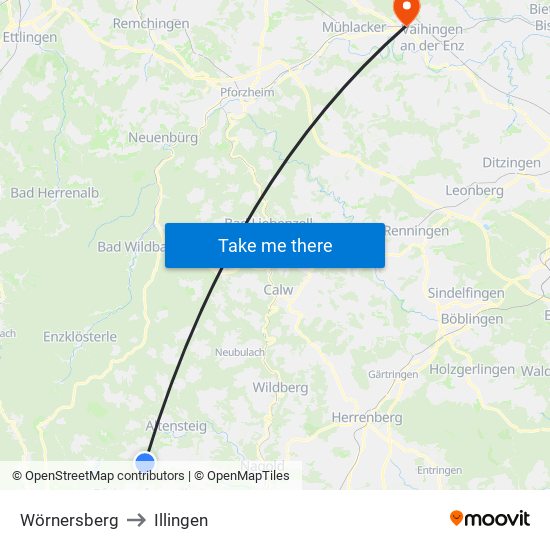 Wörnersberg to Illingen map