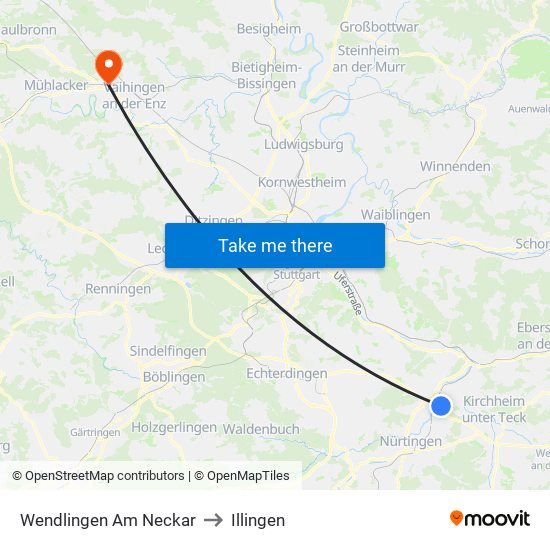 Wendlingen Am Neckar to Illingen map