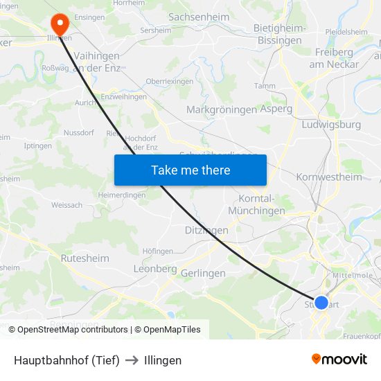 Hauptbahnhof (Tief) to Illingen map