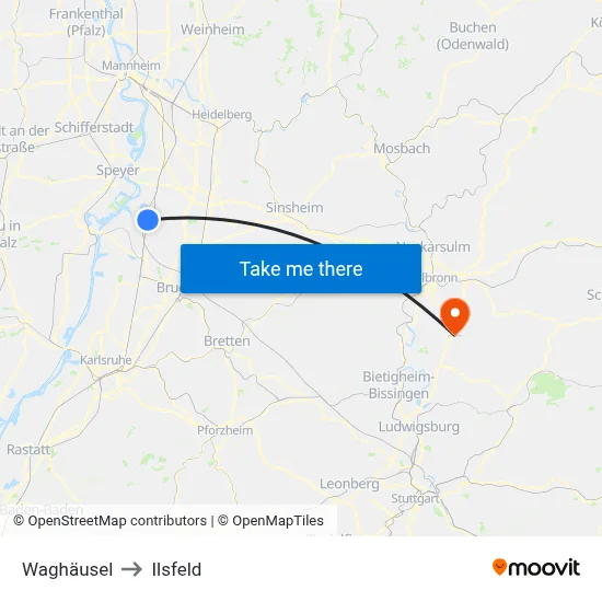 Waghäusel to Ilsfeld map
