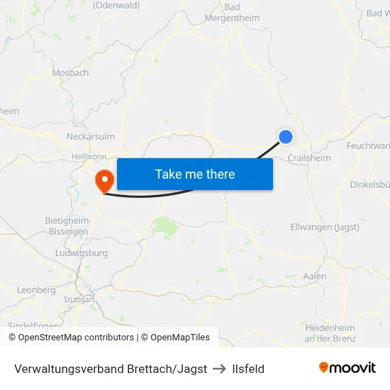Verwaltungsverband Brettach/Jagst to Ilsfeld map