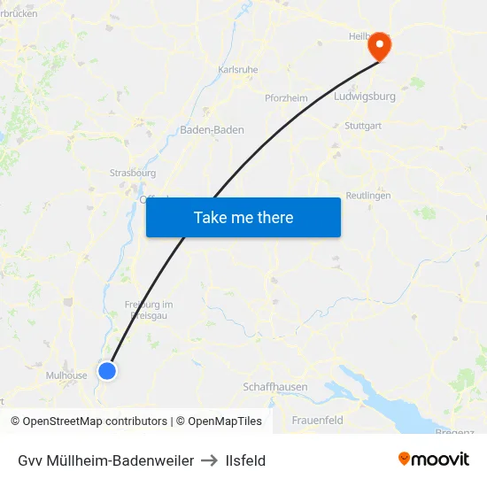 Gvv Müllheim-Badenweiler to Ilsfeld map