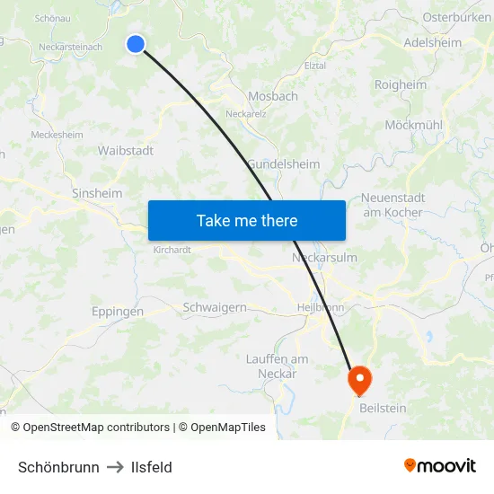 Schönbrunn to Ilsfeld map