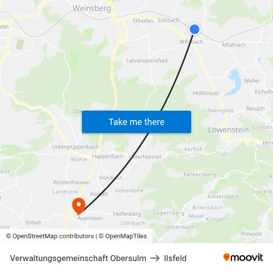 Verwaltungsgemeinschaft Obersulm to Ilsfeld map