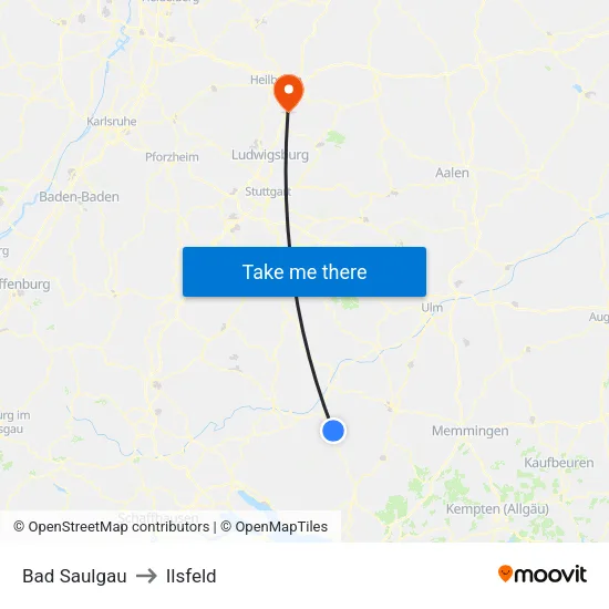 Bad Saulgau to Ilsfeld map