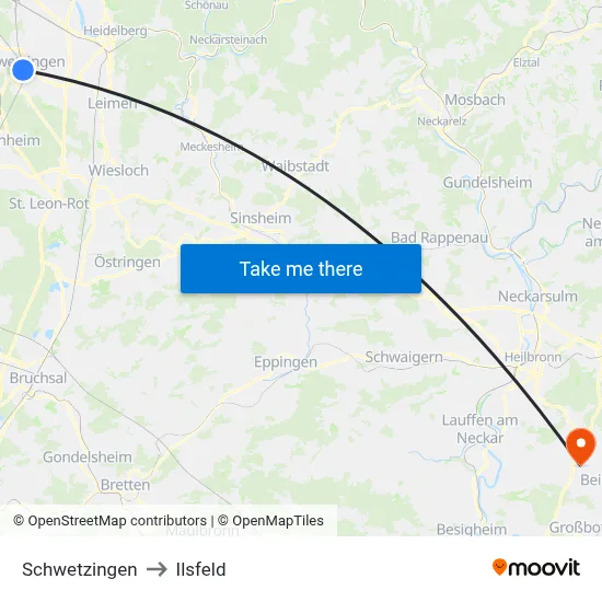 Schwetzingen to Ilsfeld map