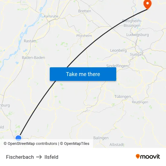 Fischerbach to Ilsfeld map