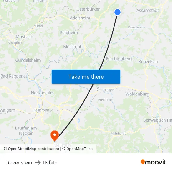 Ravenstein to Ilsfeld map