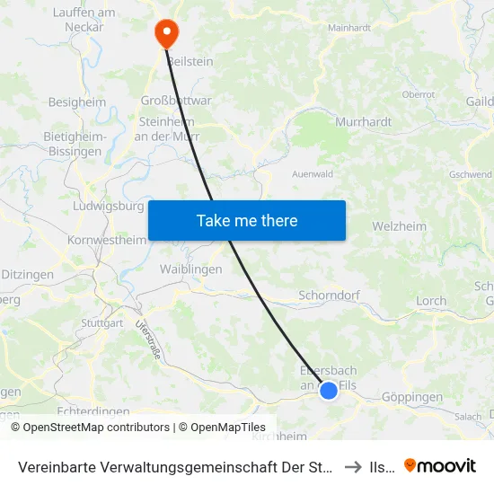 Vereinbarte Verwaltungsgemeinschaft Der Stadt Ebersbach An Der Fils to Ilsfeld map