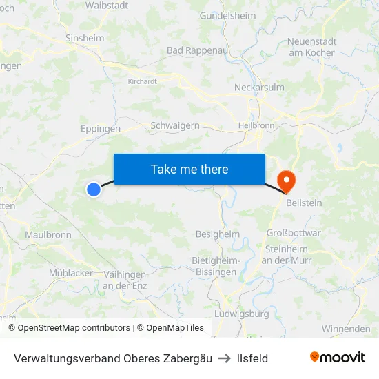 Verwaltungsverband Oberes Zabergäu to Ilsfeld map