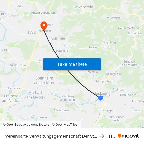 Vereinbarte Verwaltungsgemeinschaft Der Stadt Backnang to Ilsfeld map