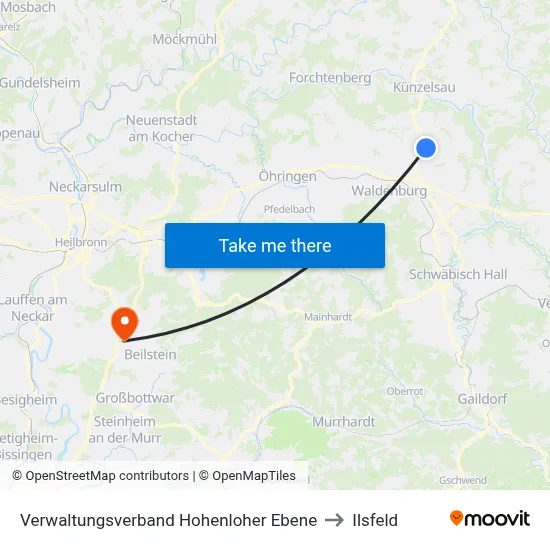 Verwaltungsverband Hohenloher Ebene to Ilsfeld map