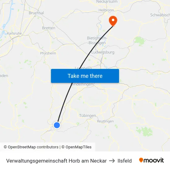 Verwaltungsgemeinschaft Horb am Neckar to Ilsfeld map