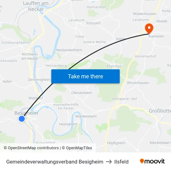 Gemeindeverwaltungsverband Besigheim to Ilsfeld map
