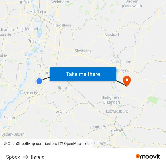 Spöck to Ilsfeld map