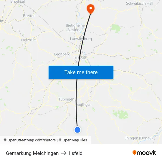 Gemarkung Melchingen to Ilsfeld map