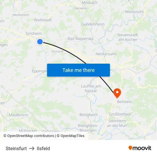 Steinsfurt to Ilsfeld map